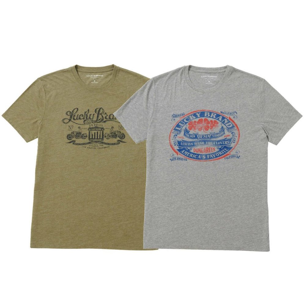 NWT Lucky Brand 2-Pack T-Shirt Soft Cotton Logo Graphic Print Tee - Picture 4 of 4
